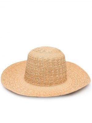 Плетеная шляпа из рафии Saint Laurent. Цвет: бежевый
