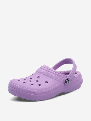 Шлепанцы для девочек Classic Lined Clog K, Фиолетовый, размер 29 Crocs. Цвет: фиолетовый