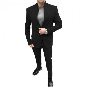 Костюм, пиджак и брюки, классический стиль, прилегающий силуэт, размер 48, черный BANDA. Цвет: черный