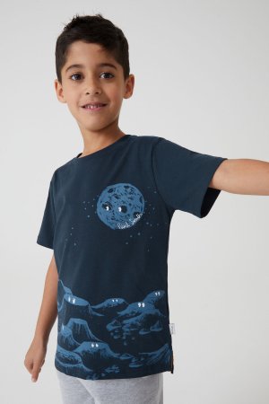Светящаяся в темноте футболка для мальчика Принт , синий Paul Smith