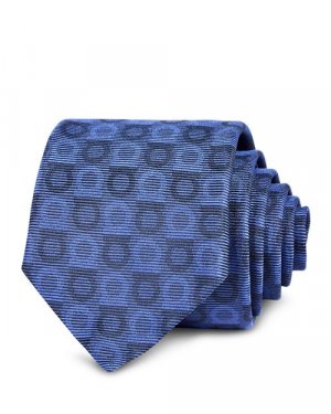 Шелковый узкий галстук с принтом Gancini , цвет Blue Ferragamo