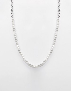 Серебристое ожерелье с жемчугом -Серебряный Chained & Able