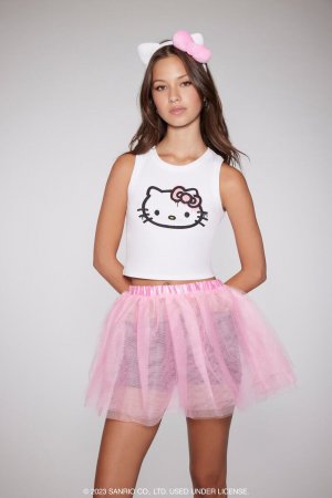 Майка Hello Kitty, комплект с юбкой-пачкой и повязкой на голову , розовый Forever 21
