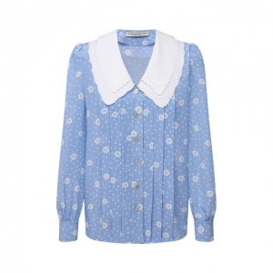 Шелковая блузка Alessandra Rich. Цвет: синий