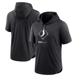 Мужской черный пуловер с капюшоном Chicago White Sox City Connect Performance короткими рукавами Nike