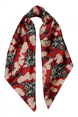 Шелковый шарф с принтом «Поезд» TEAM PUTIN. Цвет: multicolor