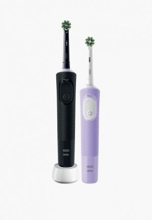 Комплект электрических зубных щеток Oral B Vitality Pro Duo Black&Lilac в подарочной упаковке. Цвет: разноцветный