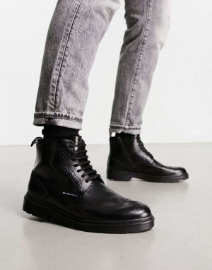 Черные кожаные массивные ботинки броги Ben Sherman
