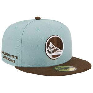 Мужская кепка New Era светло-синяя/коричневая Golden State Warriors Two-Tone 59FIFTY Облегающая шляпа