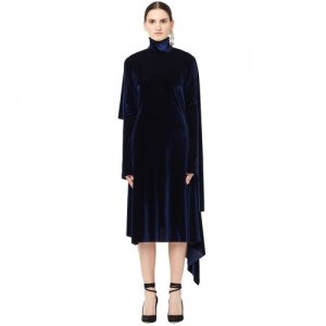 VETEMENTS Платье из бархата с открытой спиной L. Цвет: синий