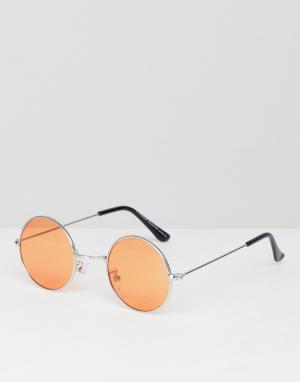 Круглые солнцезащитные очки с оранжевыми стеклами 7x. Цвет: золотой