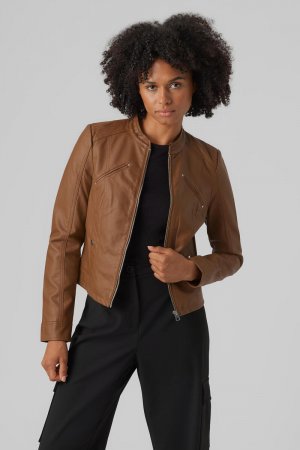 Куртка с кожаным эффектом и воротником Perkins , коричневый Vero Moda