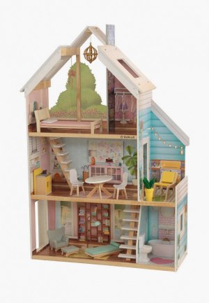Дом для куклы KidKraft Зоя, с мебелью 18 предметов в наборе, свет, звук, кукол 30 см. Цвет: разноцветный