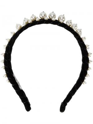 Ободок для волос с жемчужными деталями Miu. Цвет: чёрный