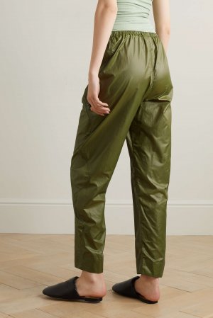 Зауженные брюки из переработанного рипстопа со вставками, армейский зеленый GANNI