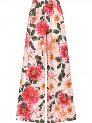 Широкие брюки с цветочным принтом Dolce & Gabbana. Цвет: розовый