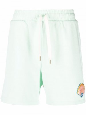 Shell-motif drawstring-waist track shorts Casablanca. Цвет: зеленый
