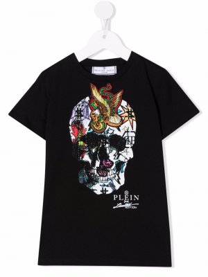 Skull-print cotton T-shirt Philipp Plein Junior. Цвет: черный