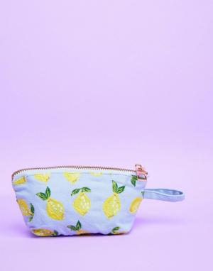 Дорожная мини-сумка 13 x 10 см из шамбре с лимонами t Elizabeth Scarlet. Цвет: мульти