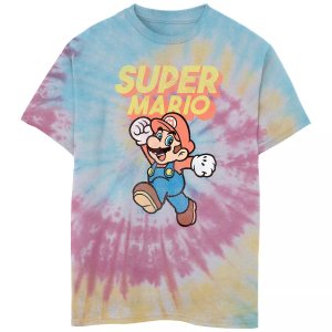 Футболка Super Mario Jump Face Tie Dye для мальчиков 8–20 лет Nintendo