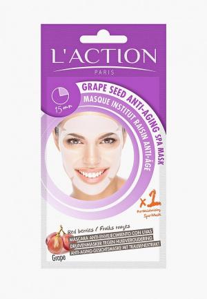 Маска для лица LAction L'Action антивозрастная с экстрактом виноградных косточек, Grape Seed Anti-aging SPA Mask, 20 г. Цвет: прозрачный