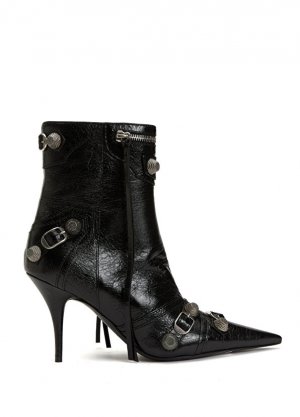 Черные женские кожаные ботинки cagole Balenciaga