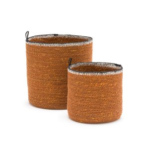 Комплект из двух плетеных корзин LaRedoute. Цвет: оранжевый