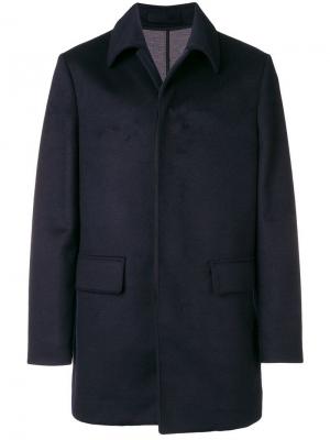 Однобортное приталенное пальто Paolo Pecora. Цвет: синий