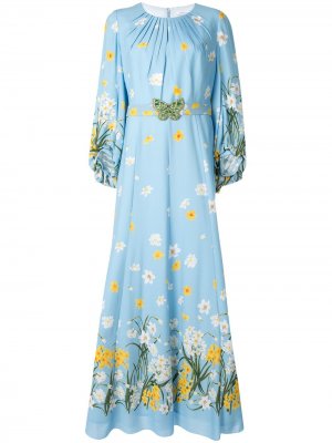 Вечернее платье с цветочным принтом Andrew Gn. Цвет: синий