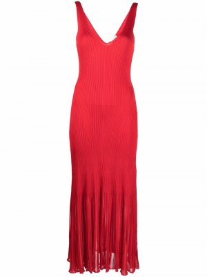 Трикотажное платье миди с V-образным вырезом Alexander McQueen. Цвет: красный