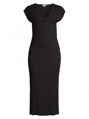 Платье миди Reyna Lounge с V-образным вырезом , черный Skin