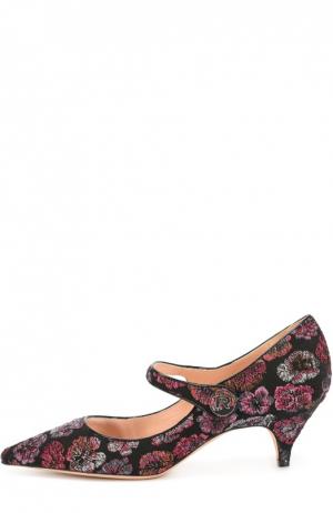 Туфли из текстиля с вышивкой Rochas. Цвет: бордовый