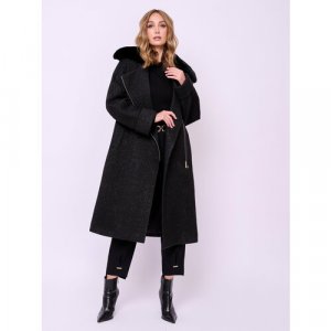 Пальто , демисезон/зима, силуэт прямой, удлиненное, размер 42, черный Franco Vello. Цвет: черный