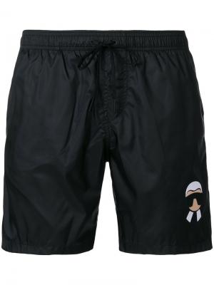 Karlito-appliqué swim shorts Fendi. Цвет: черный