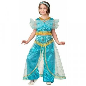 Карнавальный костюм «Принцесса Жасмин», текстиль-принт, блуза, шаровары, р. 34, рост 134 см Батик. Цвет: микс/голубой/золотистый