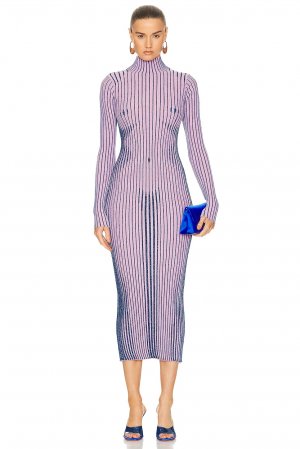 Платье Trompe L'Oeil High Neck Long Sleeve, цвет Pink & Blue Jean Paul Gaultier