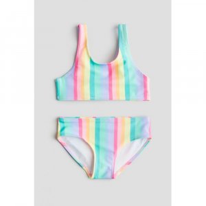 H M pattern bikini pink rainbow stripe H&M