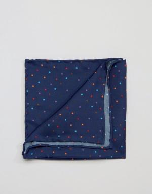 Шелковый платок для пиджака в разноцветный горошек Original Penguin. Цвет: темно-синий
