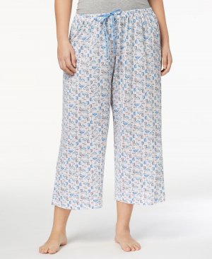 Женские трикотажные пижамные брюки-капри больших размеров с принтом Sleepwell, изготовленные использованием технологии регулирования температуры Hue