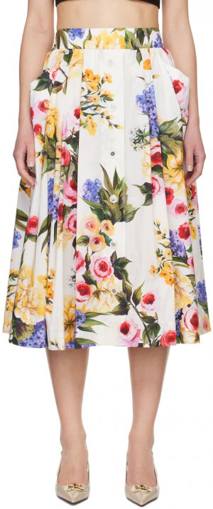 Разноцветная юбка-миди с цветочным принтом Dolce&Gabbana