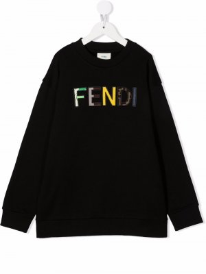 Толстовка с логотипом Fendi Kids. Цвет: черный