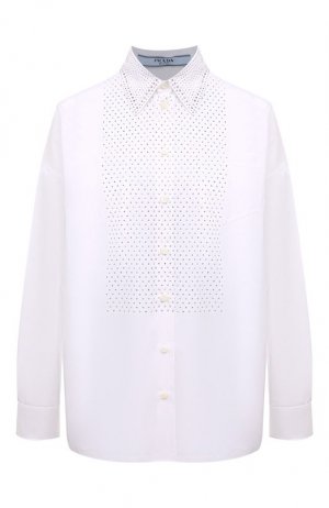 Хлопковая рубашка Prada. Цвет: белый