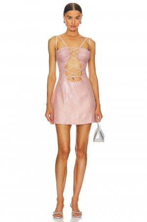 Платье мини Lace Up Pailette, розовый Kim Shui