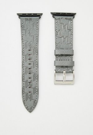Ремешок для часов Karl Lagerfeld Apple Watch 42/44/45/49 мм, нат. кожа Real leather Saffiano. Цвет: серый