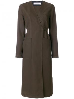 Пальто с поясом Victoria Beckham. Цвет: зелёный