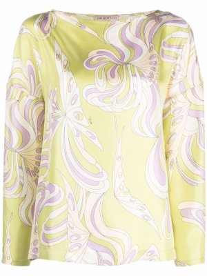 Блузка с принтом Farfalle Emilio Pucci. Цвет: зеленый