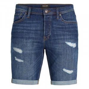 Мужские узкие джинсовые шорты-бермуды с 5 карманами и манжетами JACK & JONES