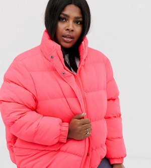 Уплотненное пальто неоновой расцветки slay-Розовый Brave Soul Plus