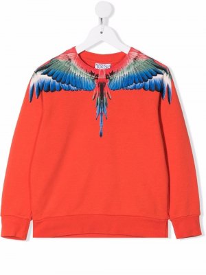 Wings print sweatshirt Marcelo Burlon County Of Milan Kids. Цвет: красный