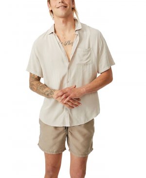 Мужская кубинская рубашка с коротким рукавом COTTON ON, тан/бежевый On